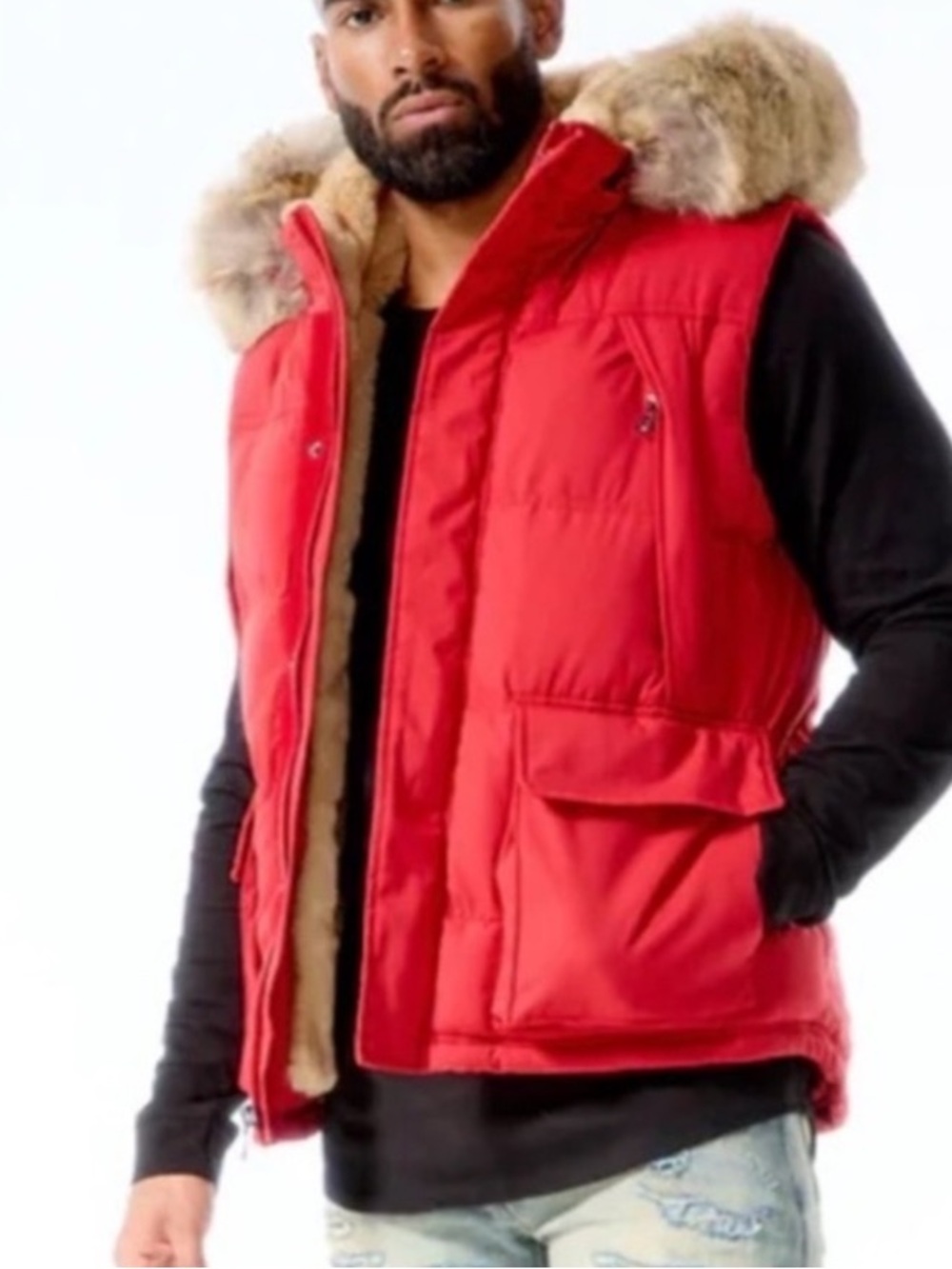 NWT Jordan Craig Legacy Edition Yukon Puffer Vest Faux Fur Large Size 2XL